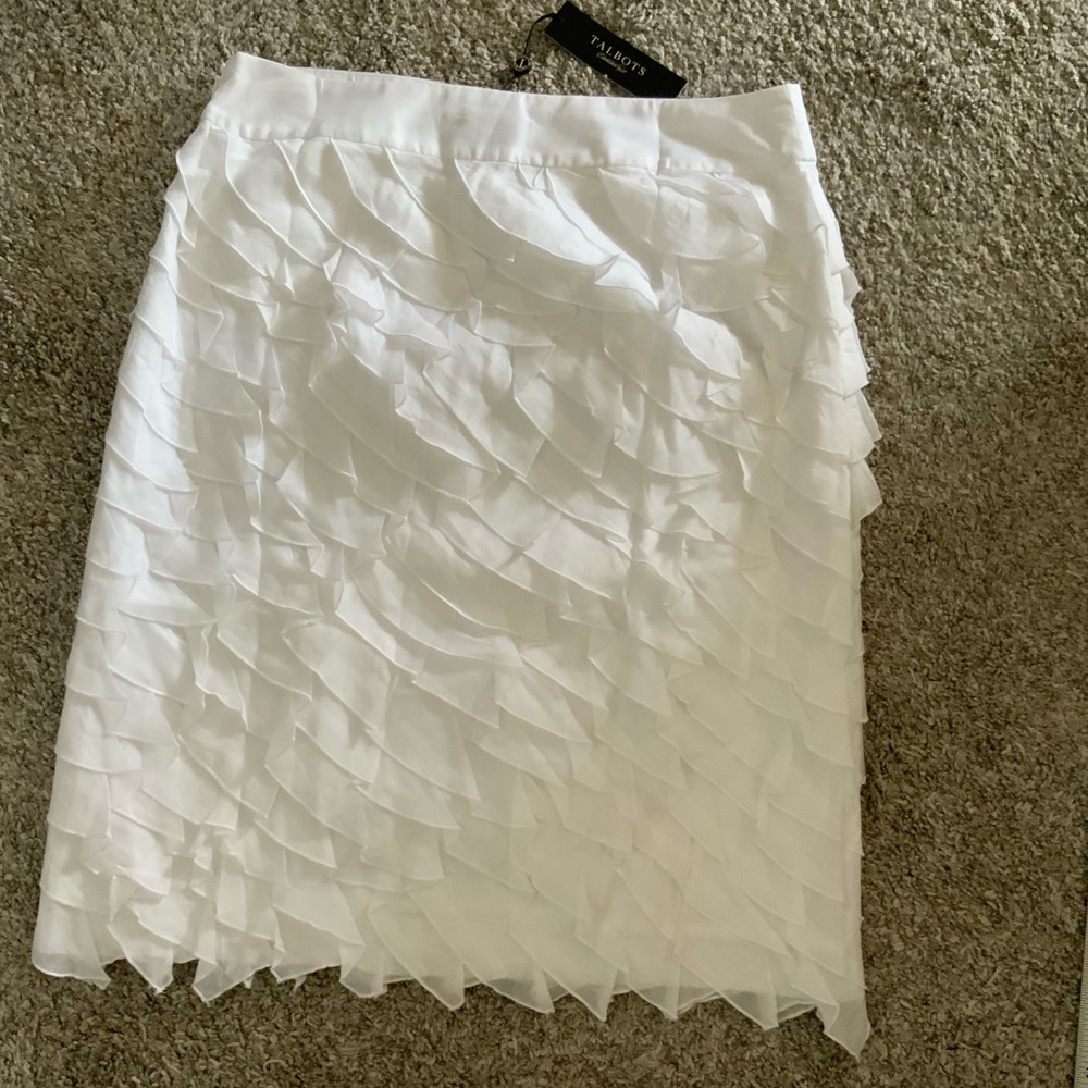 Talbots White Ruffled Skirt (8)